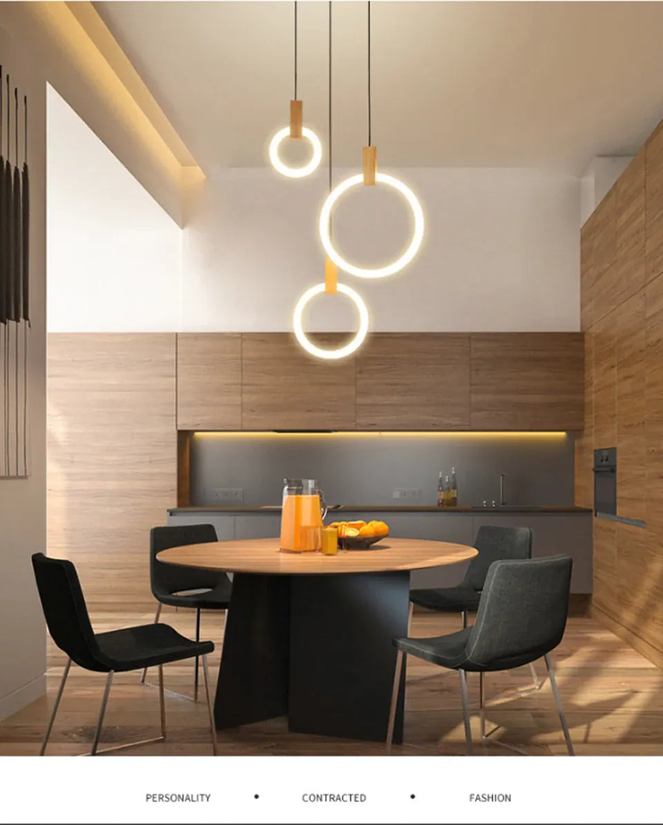 Verthara Premium Wooden Ring Staircase Chandelier