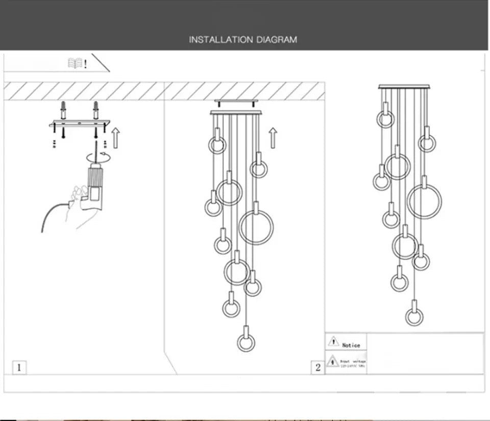 Verthara Premium Wooden Ring Staircase Chandelier