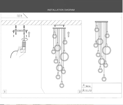 Verthara Premium Wooden Ring Staircase Chandelier