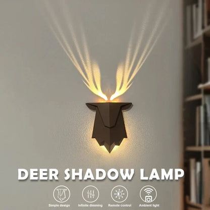 Verthara Rechargeable Deer Shadow Night Light with 3 Brightness Levels – Dimmable USB Wall Lamp for Cozy Bedroom Decor Default