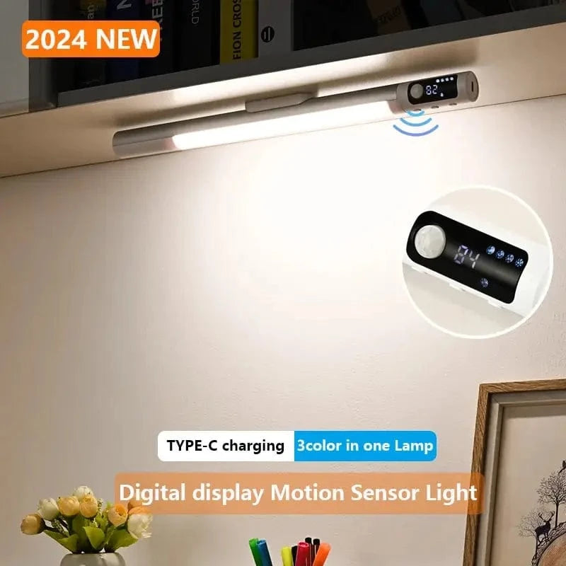 Verthara Rechargeable LED Night Light with Motion Sensor and Digital Display – Indoor Use for Kitchen and Cabinets
