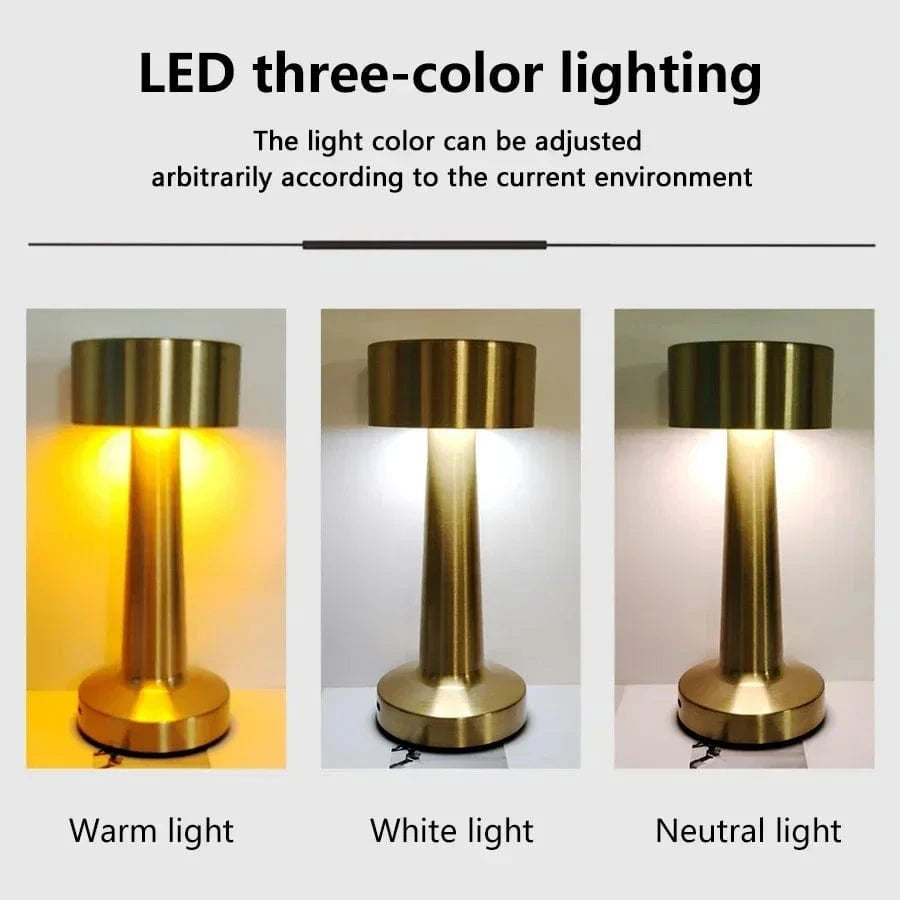 Verthara Rechargeable LED Table Lamp – Cordless - Touch Dimming - Modern Design - 3 Colour Temperatures - Portable For Indoor/Outdoor Use