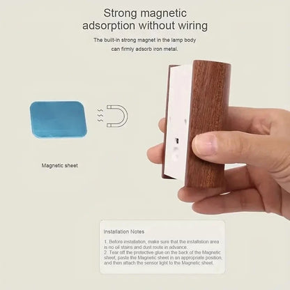 Verthara Rechargeable Motion Sensor LED Night Light – Elegant Wooden Wall Sconce for Stairways and Hallways