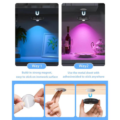 Verthara Rechargeable Puck Lights with Remote Control – Adjustable Color Temperature, Timer, and Magnetic Design for Wall and Cabinet Lighting