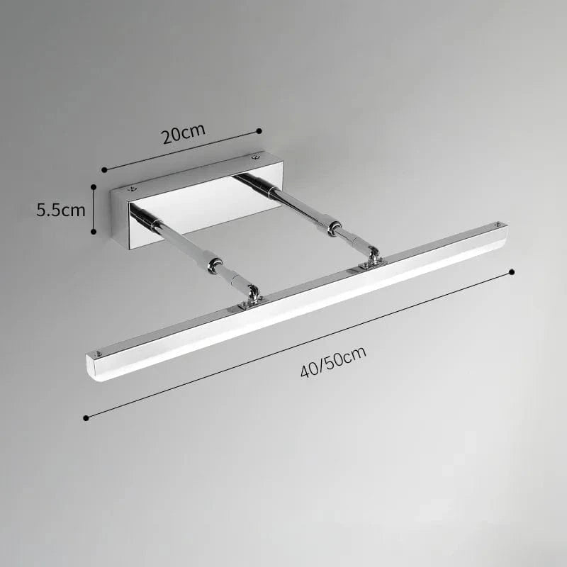 Verthara Retractable LED Bathroom Mirror Light – Waterproof Anti-Fog Sconce Lamp for Modern Vanity Use, Adjustable Length 40/50cm