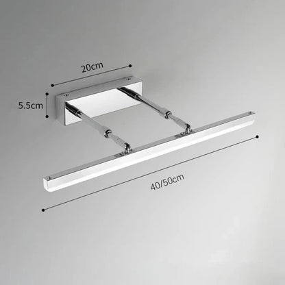 Verthara Retractable LED Bathroom Mirror Light – Waterproof Anti-Fog Sconce Lamp for Modern Vanity Use, Adjustable Length 40/50cm