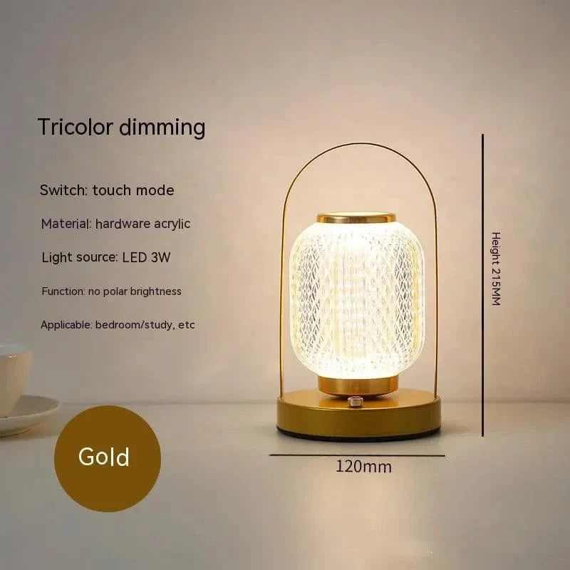 Verthara Retro LED Touch Table Lamp – Rechargeable Cordless Bedside Desk Lamp with Adjustable Brightness and Three Color Temperatures