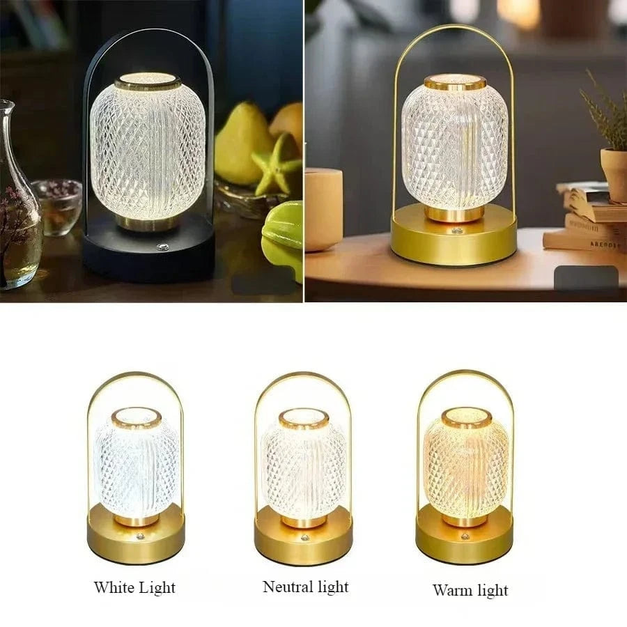 Verthara Retro LED Touch Table Lamp – Rechargeable Cordless Bedside Desk Lamp with Adjustable Brightness and Three Color Temperatures