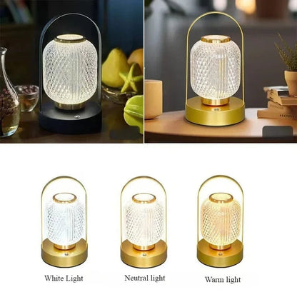 Verthara Retro LED Touch Table Lamp – Rechargeable Cordless Bedside Desk Lamp with Adjustable Brightness and Three Color Temperatures