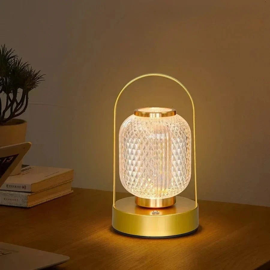 Verthara Retro LED Touch Table Lamp – Rechargeable Cordless Bedside Desk Lamp with Adjustable Brightness and Three Color Temperatures Gold