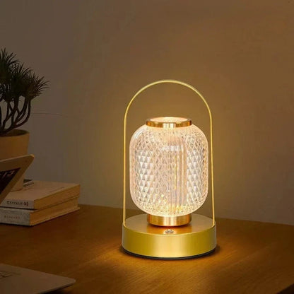 Verthara Retro LED Touch Table Lamp – Rechargeable Cordless Bedside Desk Lamp with Adjustable Brightness and Three Color Temperatures Gold