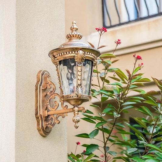 Verthara Retro Waterproof Outdoor Wall Lamp – Black Bronze Exterior Wall Lights for Garden and Porch, E27 Socket Gold