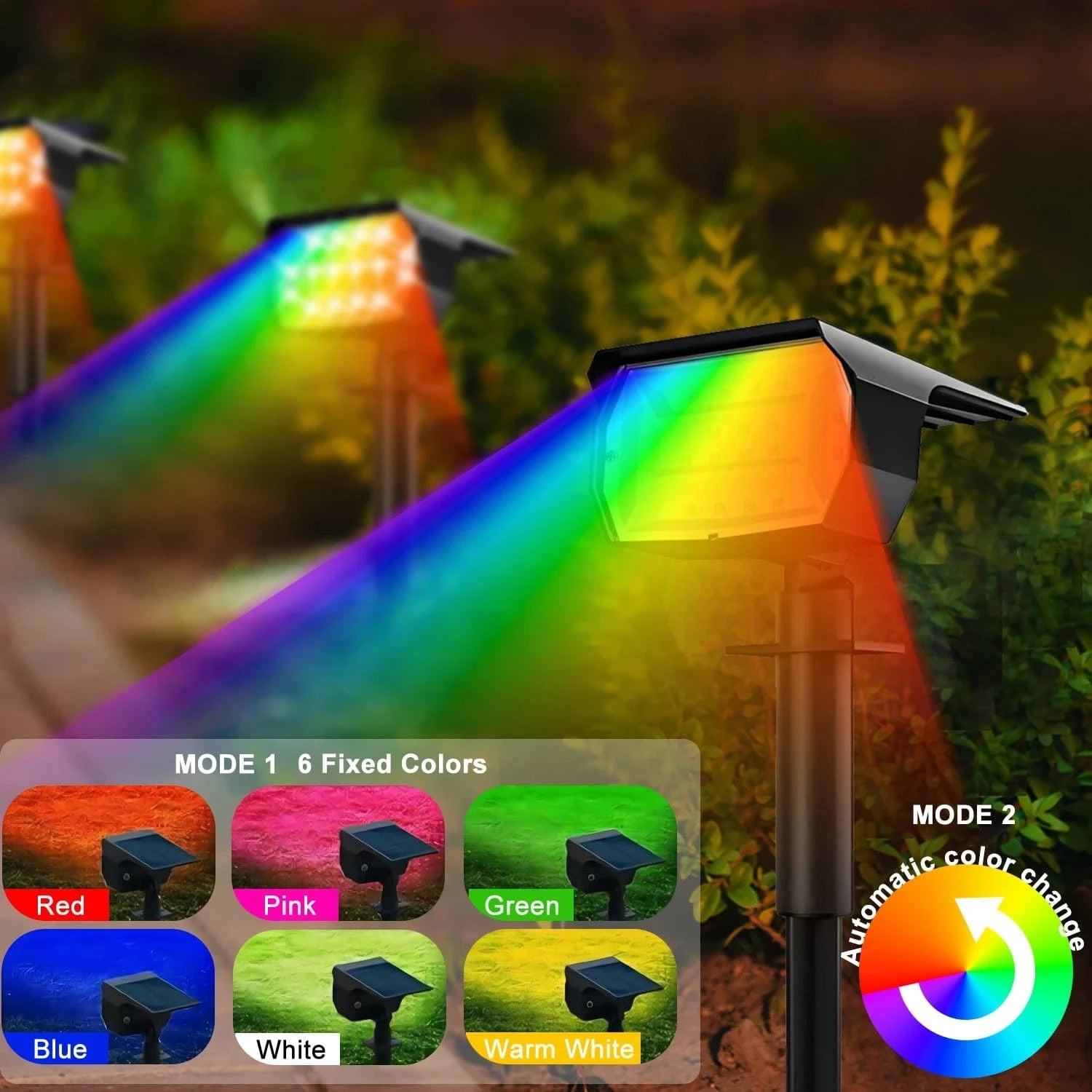Verthara RGB Solar Landscape Spotlights with 20 LEDs – Waterproof Solar Powered Outdoor Lights for Garden and Patio
