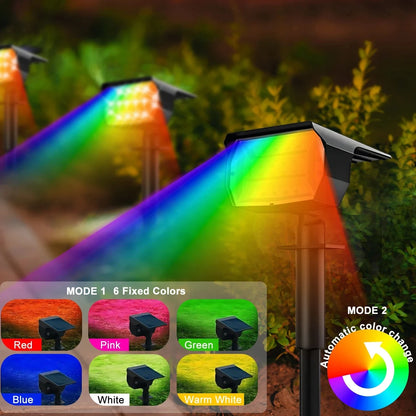 Verthara RGB Solar Landscape Spotlights with 20 LEDs – Waterproof Solar Powered Outdoor Lights for Garden and Patio