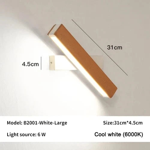 Verthara Rotatable LED Wall Lamp in Solid Wood – Adjustable Wall Sconce for Bedside and Study Lighting