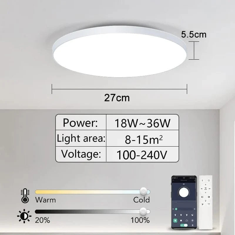Verthara Smart LED Flush Mount Ceiling Light Fixture – Dimmable Color Temperature Control for Bedroom and Living Room White 36W
