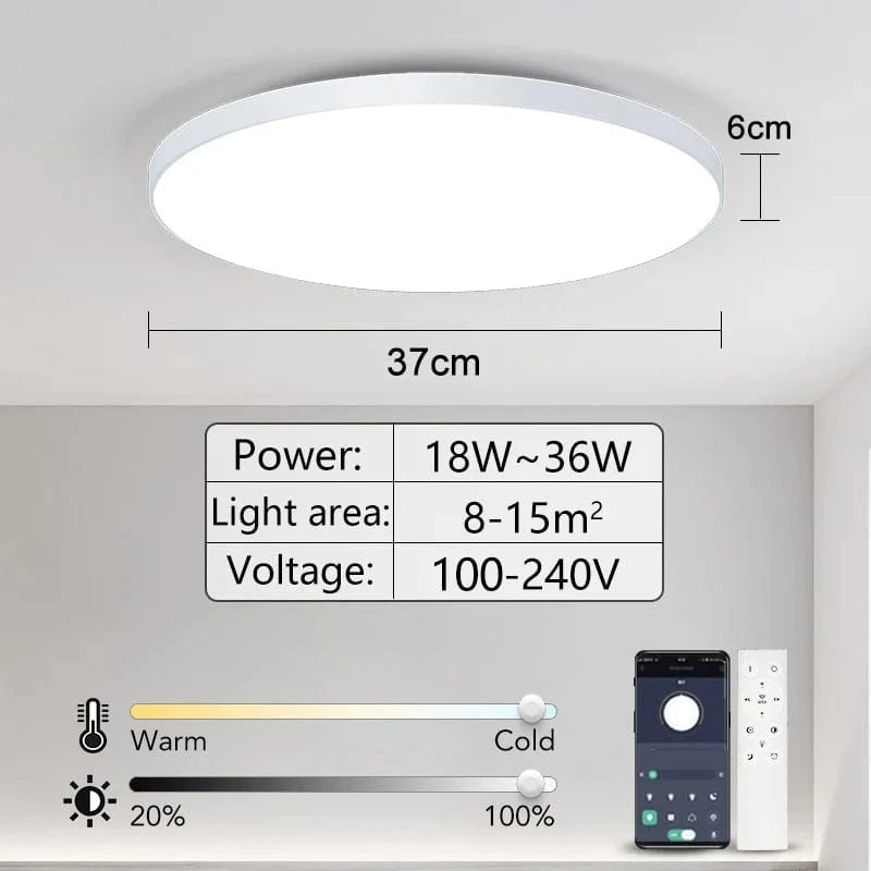 Verthara Smart LED Flush Mount Ceiling Light Fixture – Dimmable Color Temperature Control for Bedroom and Living Room White 50W