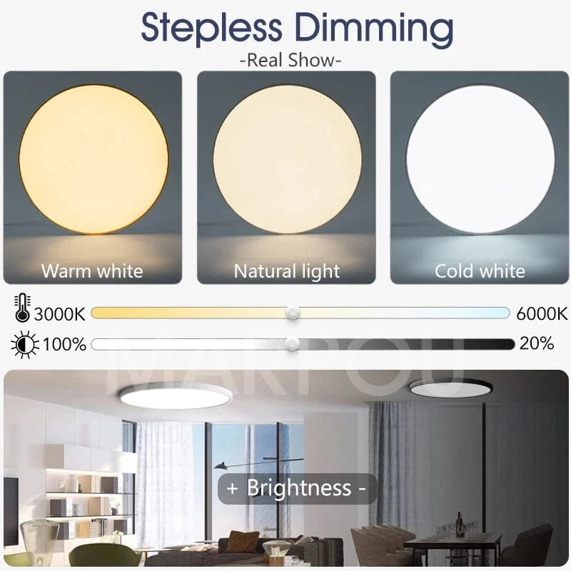 Verthara Smart LED Flush Mount Ceiling Light Fixture – Dimmable Color Temperature Control for Bedroom and Living Room
