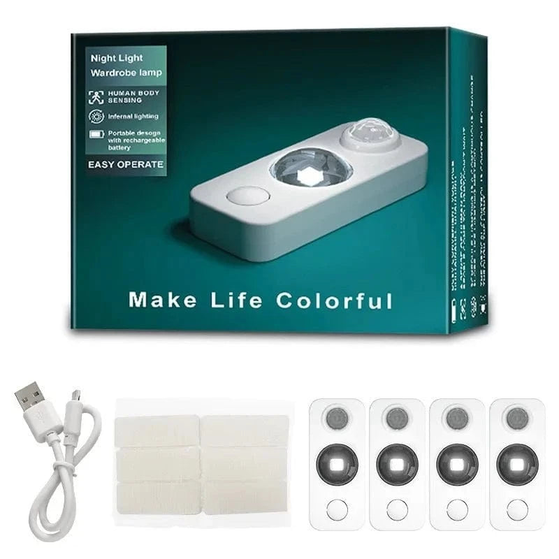 Verthara Smart LED Motion Sensor Night Light - Rechargeable Wireless Indoor Light for Bedroom, Hallway, and Cabinets White-6500K