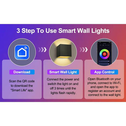 Verthara Smart LED Outdoor Wall Light 2 PCS – Adjustable Up and Down Beam, IP65 Waterproof Modern Exterior Wall Light for Garden and Patio