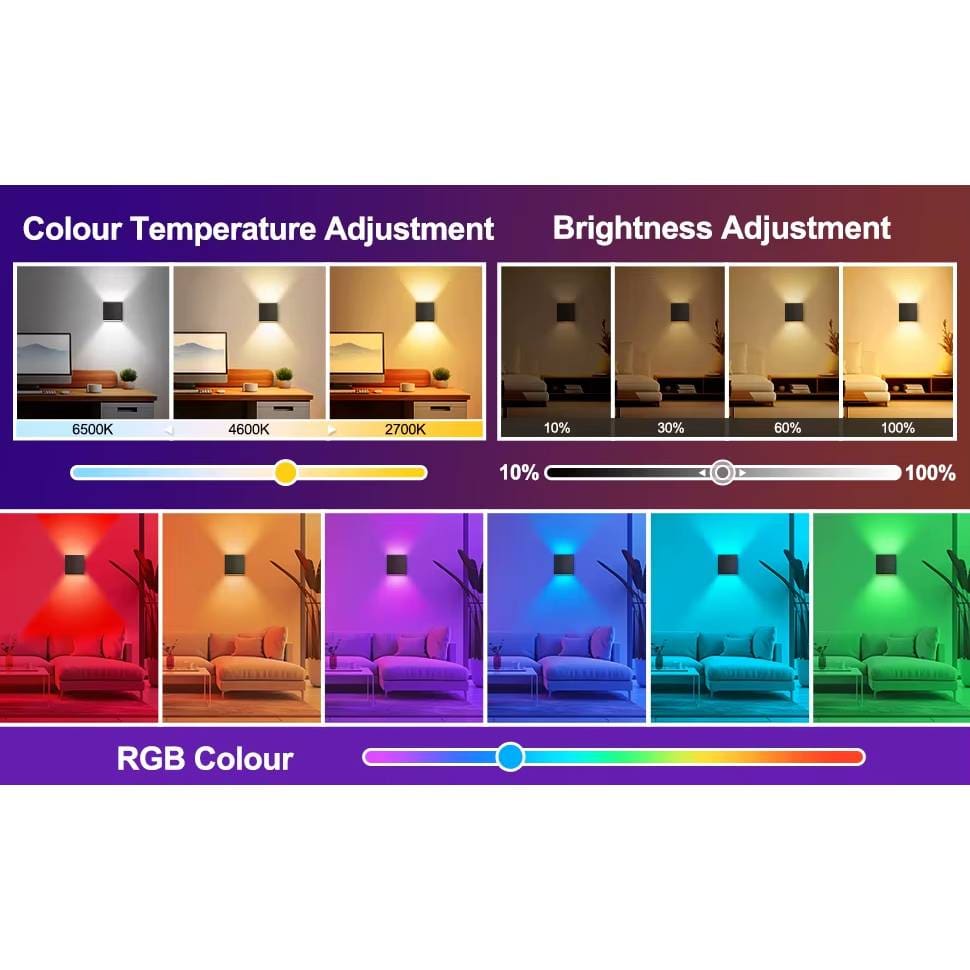 Verthara Smart LED Outdoor Wall Light 2 PCS – Adjustable Up and Down Beam, IP65 Waterproof Modern Exterior Wall Light for Garden and Patio