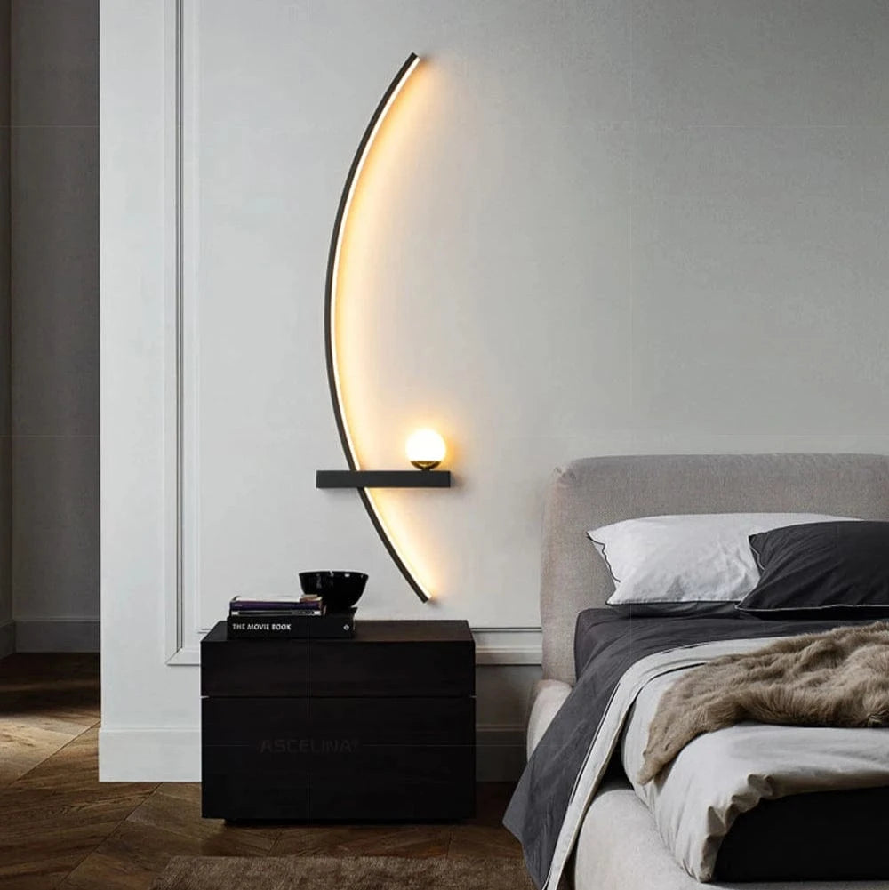 Verthara Smart LED Wall Lamp with Remote Control – Modern Minimalist Indoor Wall Sconce for Bedroom and Living Room Lighting Remote Control / 55cm Left