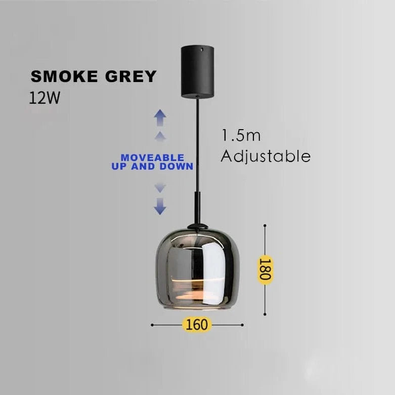 Verthara Smoke Grey Glass Pendant Light