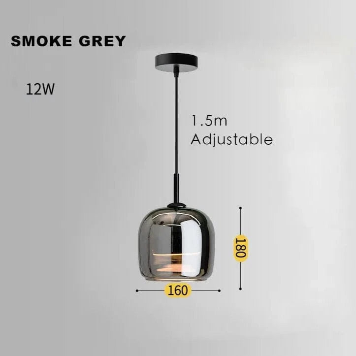 Verthara Smoke Grey Glass Pendant Light