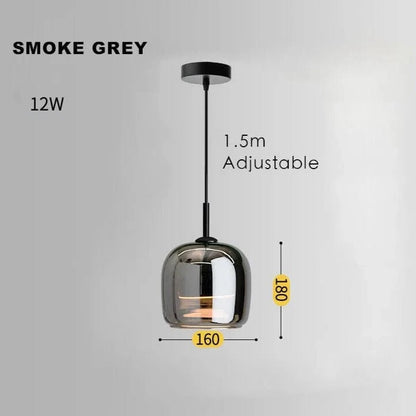 Verthara Smoke Grey Glass Pendant Light