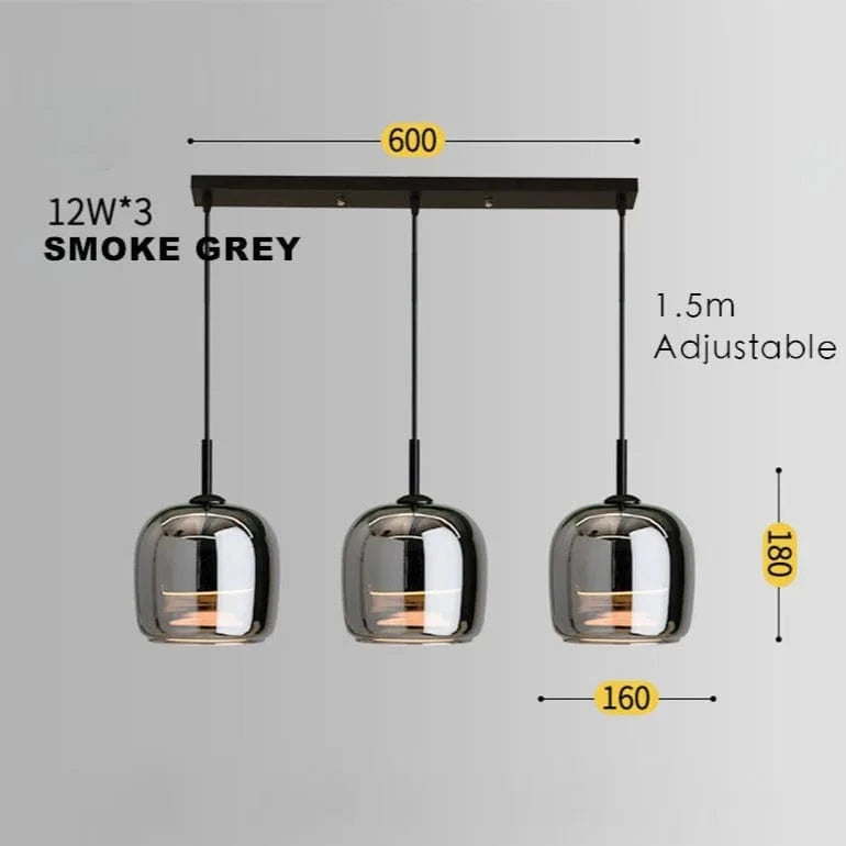 Verthara Smoke Grey Glass Pendant Light