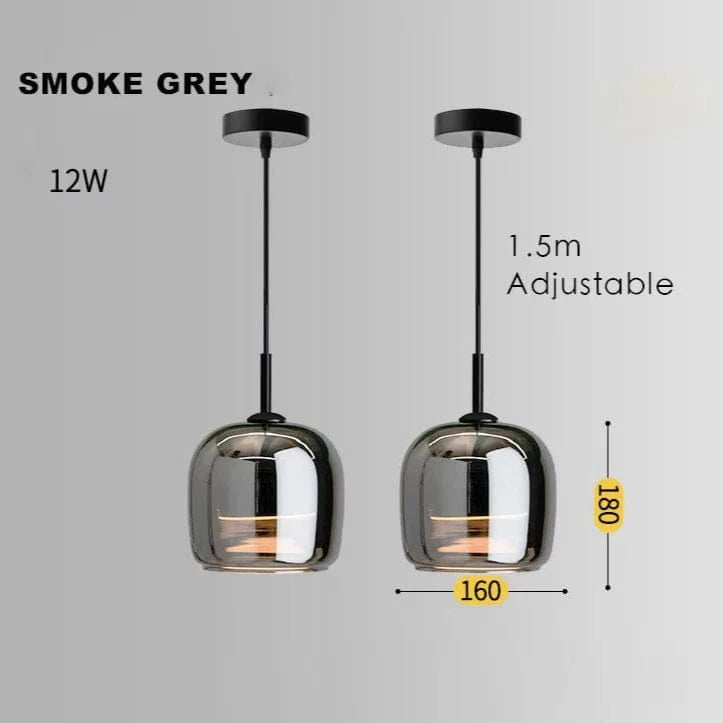 Verthara Smoke Grey Glass Pendant Light