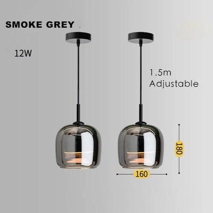 Verthara Smoke Grey Glass Pendant Light