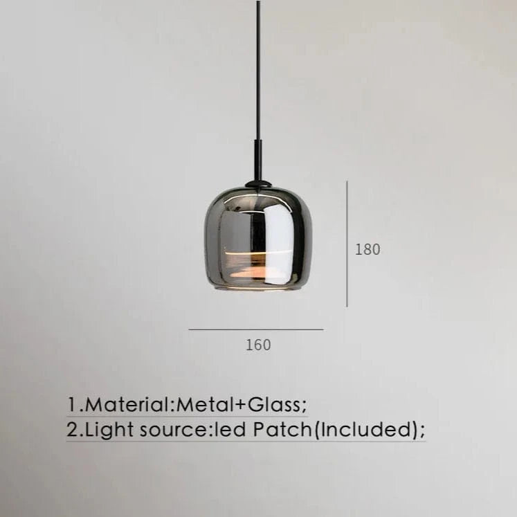 Verthara Smoke Grey Glass Pendant Light