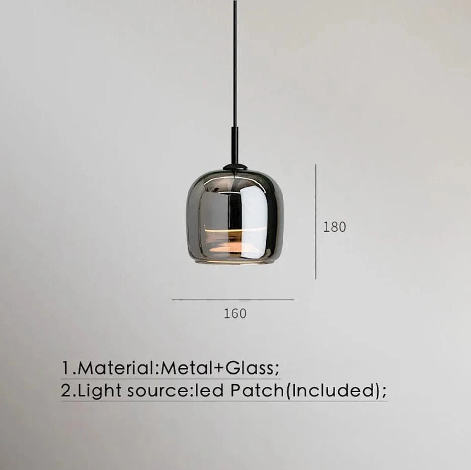 Verthara Smoke Grey Glass Pendant Light