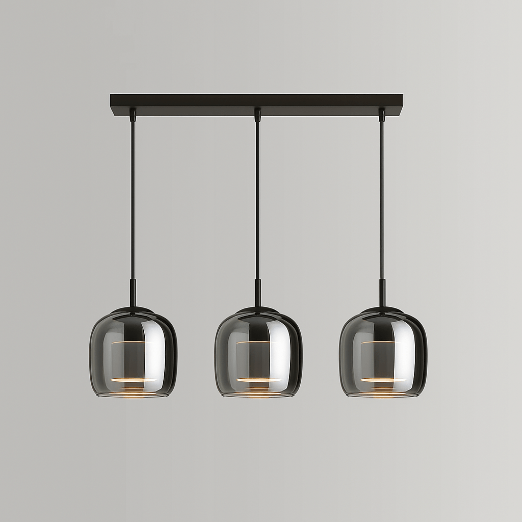 Verthara Smoke Grey Glass Pendant Light 3 head / Tricolor