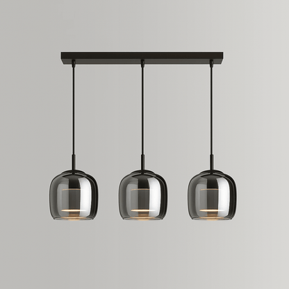 Verthara Smoke Grey Glass Pendant Light 3 head / Tricolor