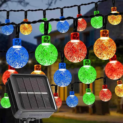 Verthara Solar Fairy Globe String Lights – 20ft, 30 Lights, 8 Functions, IP54 Waterproof for Outdoor Party and Holiday Decorations Multicolor / 13M 100LEDs
