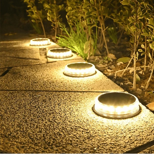 Verthara Solar LED Disk Lights for Outdoor Garden – IP65 Waterproof, Dusk-to-Dawn Sensor, 17 LEDs, Durable Landscape Lighting