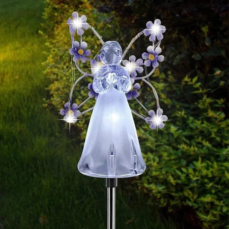 Verthara Solar LED Garden Light - Angel Design - Waterproof - Outdoor Decorative - Automatic On/Off - Durable Stainless Steel 1pc