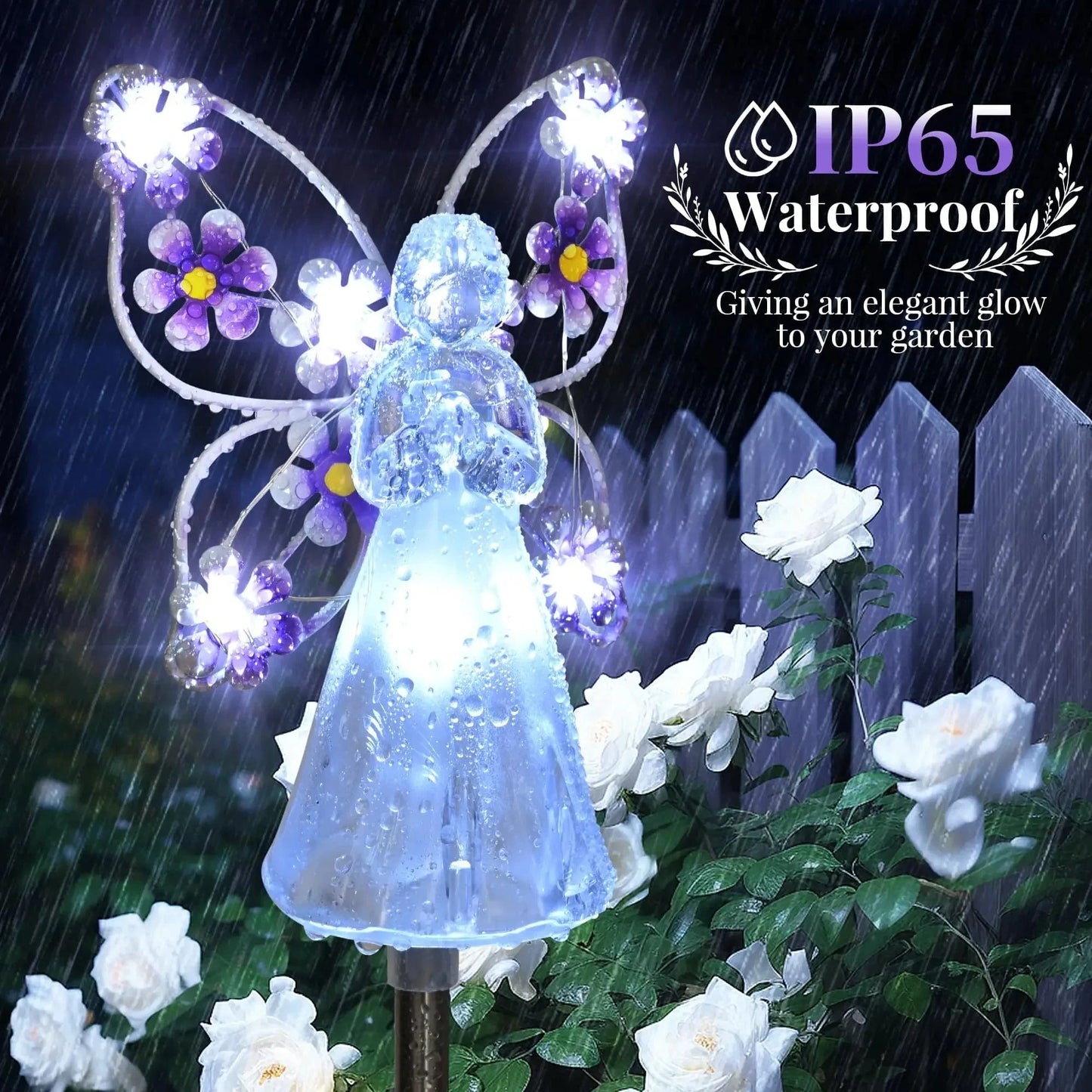 Verthara Solar LED Garden Light - Angel Design - Waterproof - Outdoor Decorative - Automatic On/Off - Durable Stainless Steel