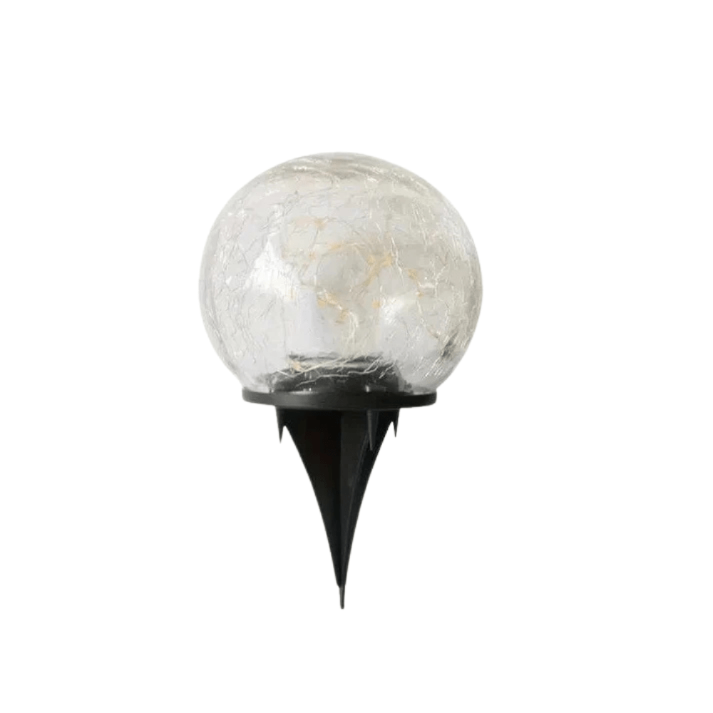 Verthara Solar LED Garden Light - Cracked Glass Ball Design - Waterproof - Warm White - Outdoor - Patio - Lawn Decor S
