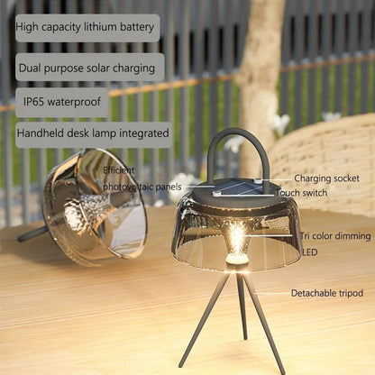 Verthara Solar LED Hanging Lantern - Waterproof - USB Rechargeable - Three Lighting Modes - Ideal For Outdoor - Garden - Patio - Camping