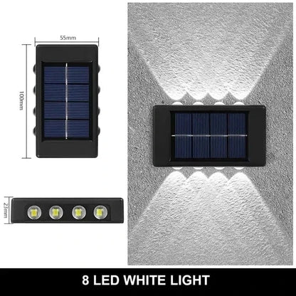 Verthara Solar LED Outdoor Wall Light – Waterproof - Auto On/Off - Warm White - Durable ABS - Easy Installation - IP65 Rated 8LED white