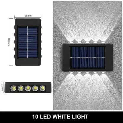 Verthara Solar LED Outdoor Wall Light – Waterproof - Auto On/Off - Warm White - Durable ABS - Easy Installation - IP65 Rated 10LED white