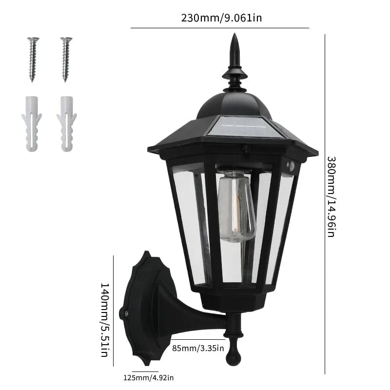 Verthara Solar LED Pathway Lights - Retro Design - Intelligent Light Control - Waterproof - Easy Installation - Two-Colour Options Black