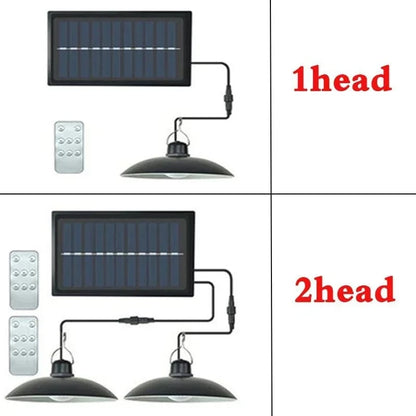 Verthara Solar LED Pendant Light With Remote Control – Waterproof - Double-Head Chandelier - Adjustable Colour Temperature - Indoor/Outdoor Use
