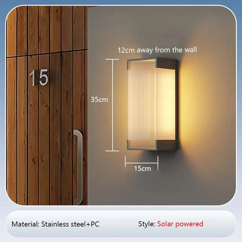 Verthara Solar Outdoor Wall Light – Waterproof Stainless Steel Garden Lantern with Automatic On/Off Sensor for Patios and Balconies D 35cm