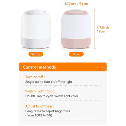 Verthara Touch Sensor LED Table Lamp - Portable Bedside Lamp for Kids with Warm White Light, USB Rechargeable and Energy Efficient