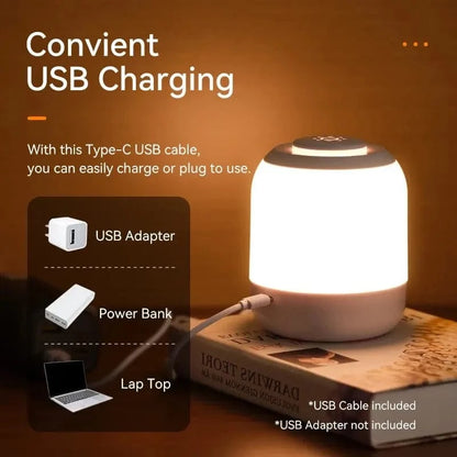Verthara Touch Sensor LED Table Lamp - Portable Bedside Lamp for Kids with Warm White Light, USB Rechargeable and Energy Efficient