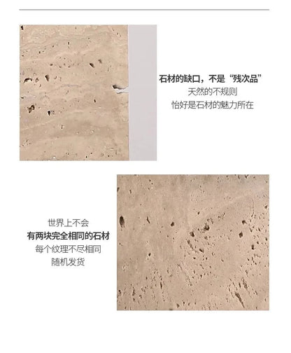 Verthara Travertine Wall Sconce Lamp with Rotatable Wood Accent for Elegant Bedroom Wall Lighting